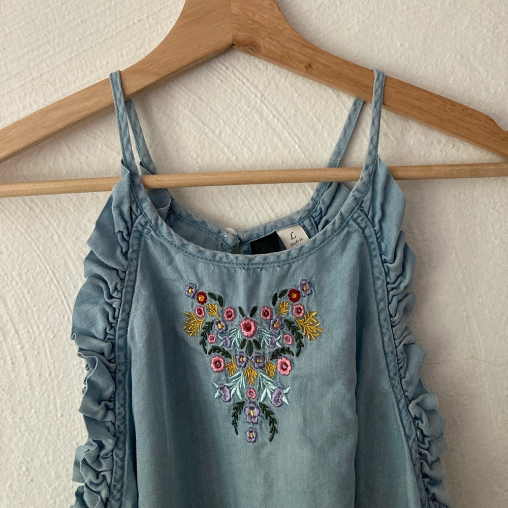 Chambray Embroidered Tank